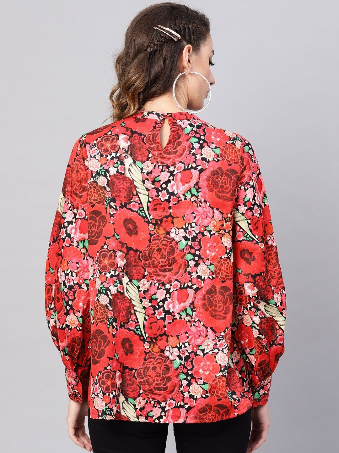 Women's Red & Black Printed Tunic
