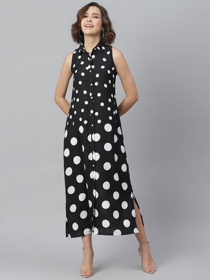 Women's Black & White Polka Maxi