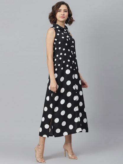 Women's Black & White Polka Maxi