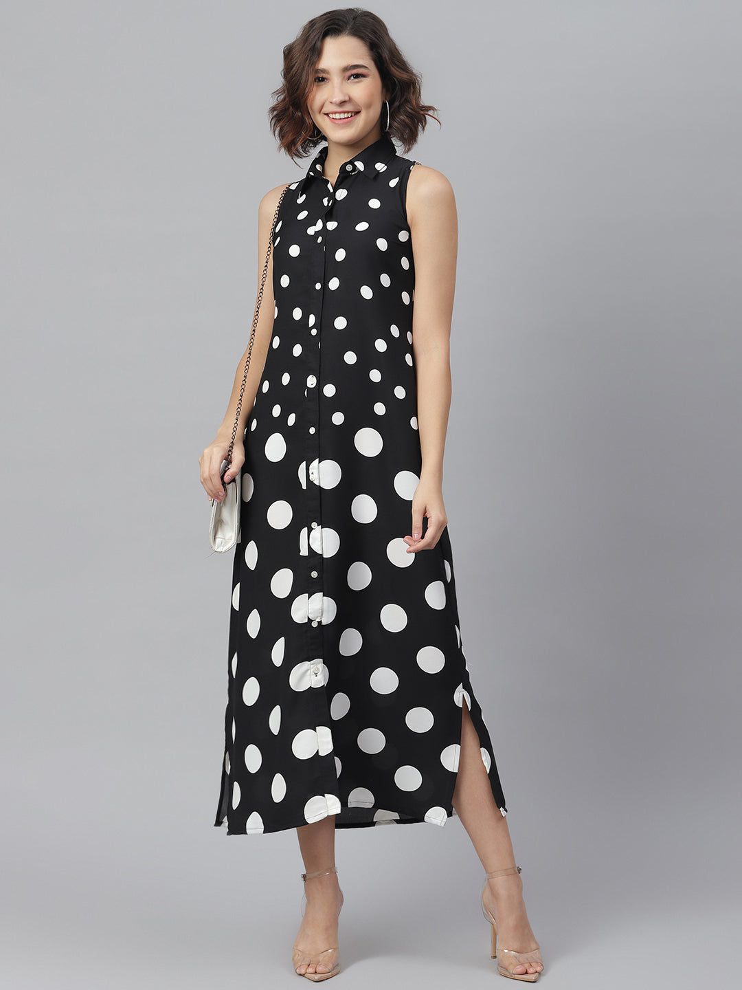 Women's Black & White Polka Maxi