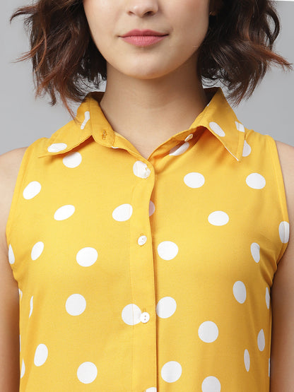 Women's Yellow & White Polka Maxi