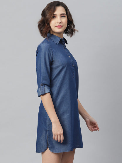 Women's Navy Denim Shirt dress