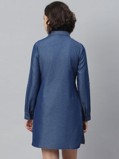 Women's Navy Denim Shirt dress