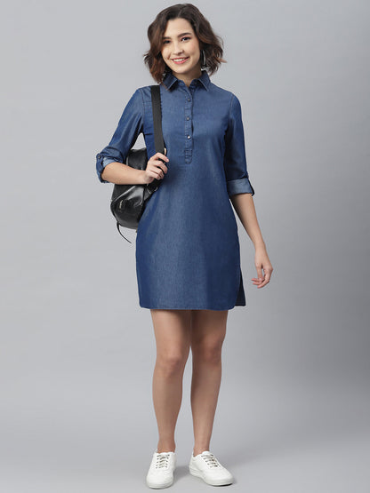 Women's Navy Denim Shirt dress