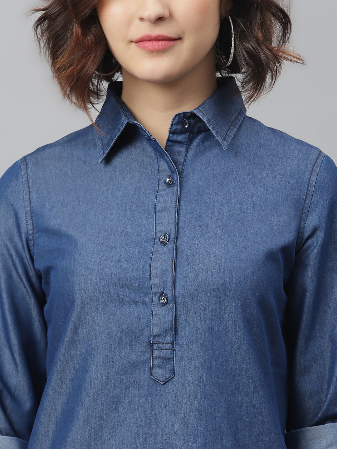 Women's Navy Denim Shirt dress