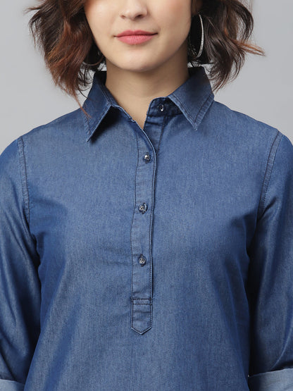 Women's Navy Denim Shirt dress