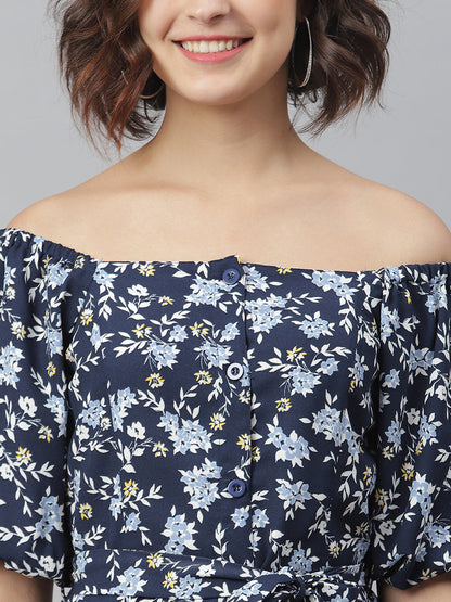 Women's Green Printed Maxi Dress