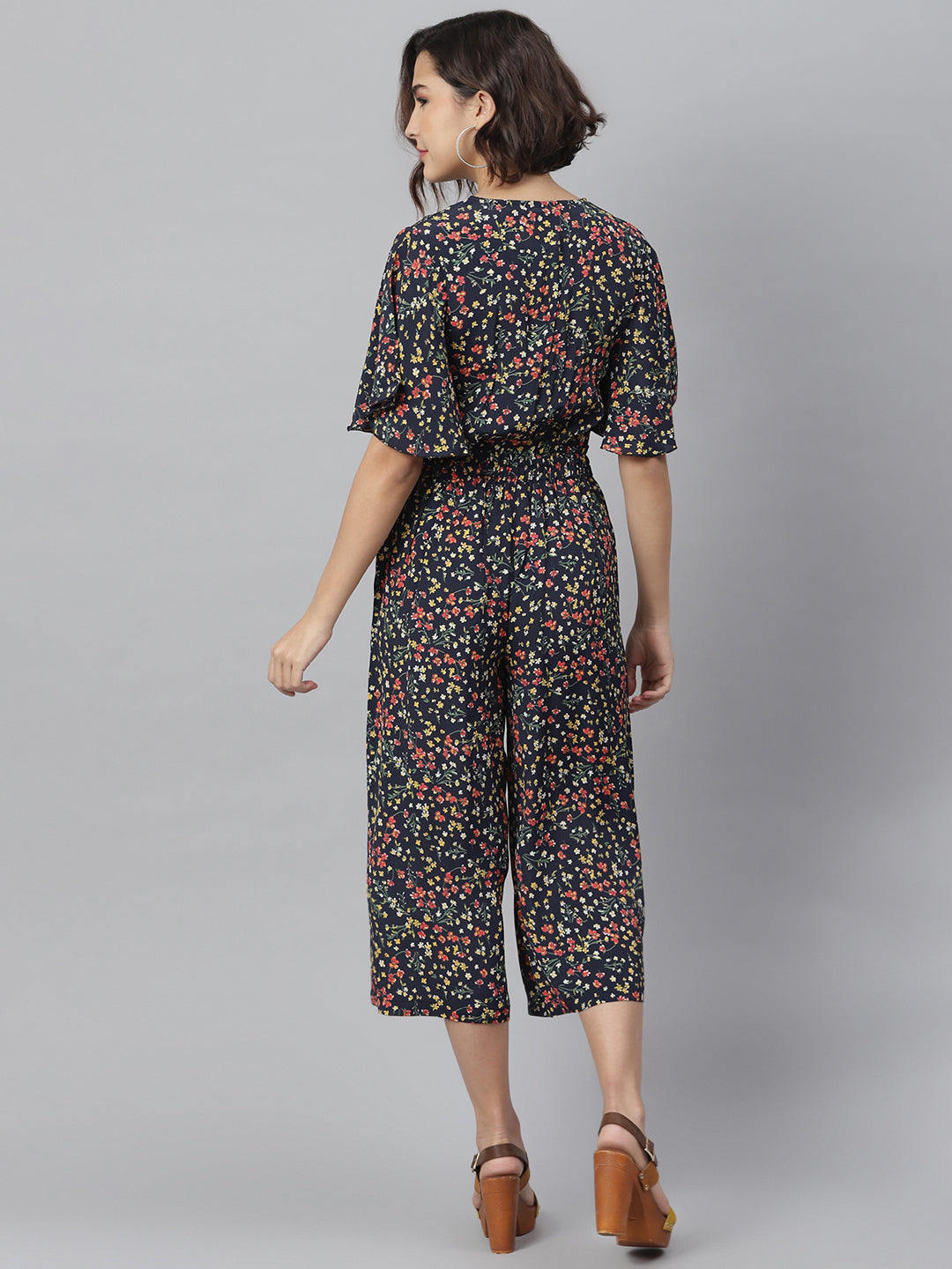 Women's Black Floral Printed Jumpsuit