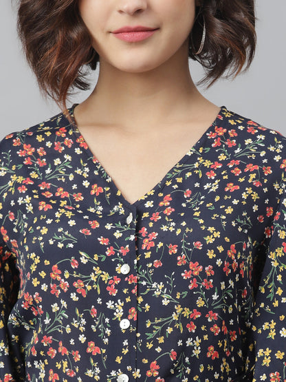 Women's Black Floral Printed Jumpsuit