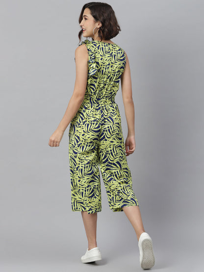 Women's Yellow and Blue printed Jumpsuit