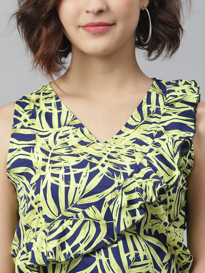 Women's Yellow and Blue printed Jumpsuit