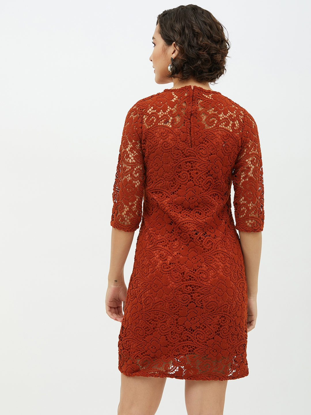Women's Rust Lace Sheath Dress