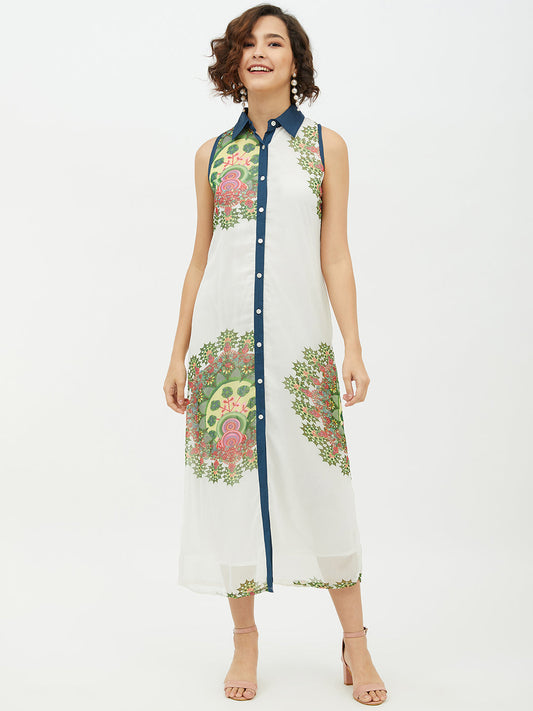 Women's Polyester Georgette Floral Printed Long Dress