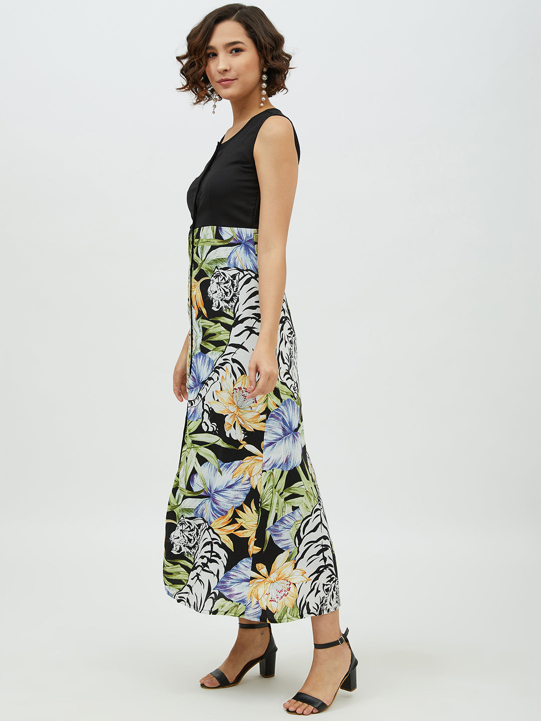 Women's Polyester Rayon Floral Printed Long Dress
