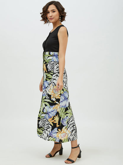 Women's Polyester Rayon Floral Printed Long Dress