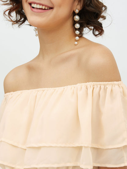 Women's Peach Off -Shoulder Georgette Dress