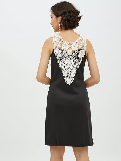 Women's Crochet Lace Black Dress