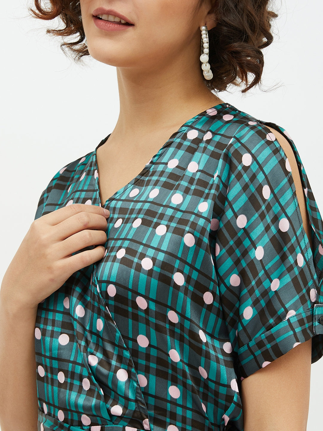 Women's Blue Colour Block Denim Shirt