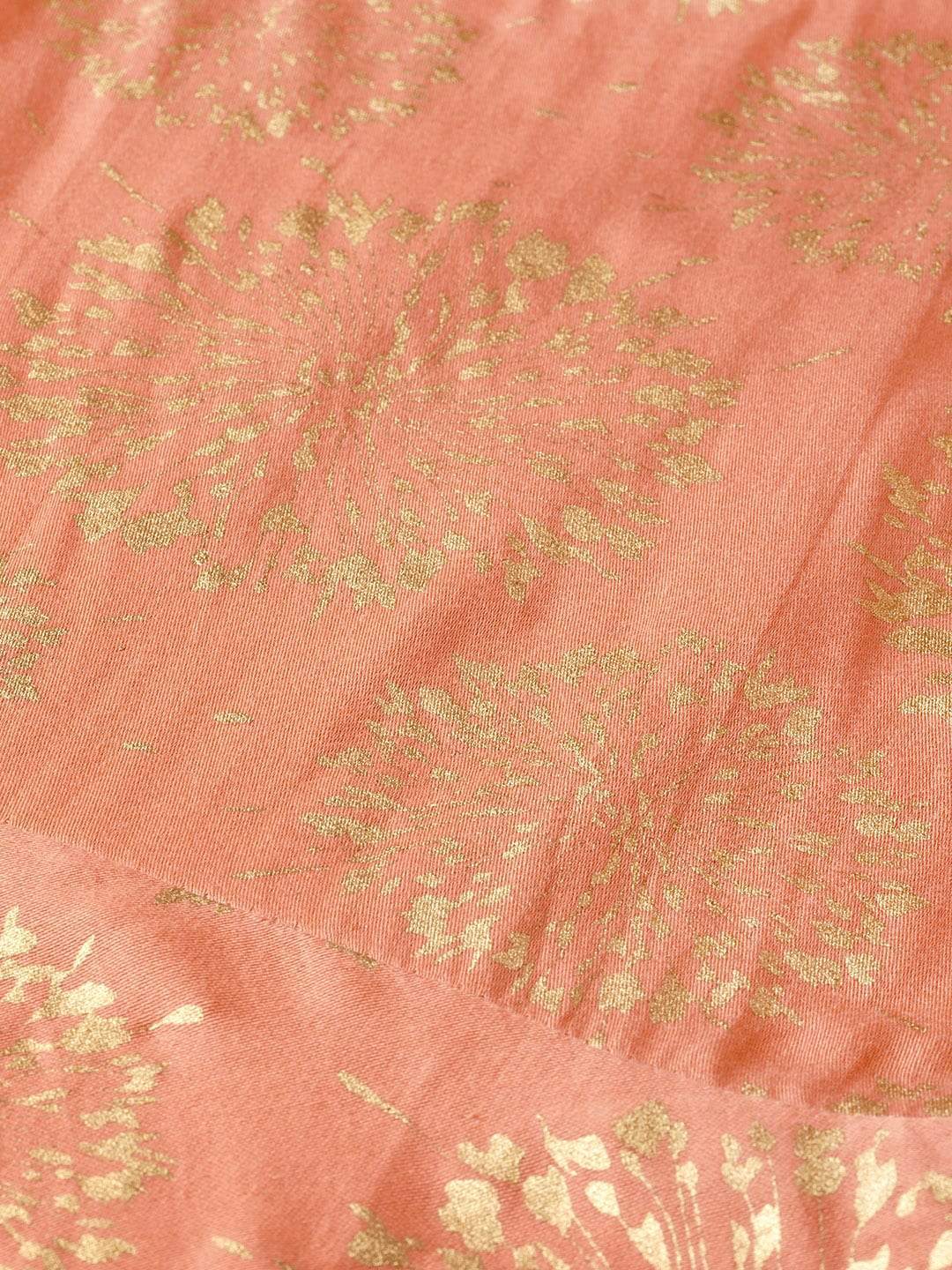 Women's  Peach-Coloured & Golden Printed Maxi Dress