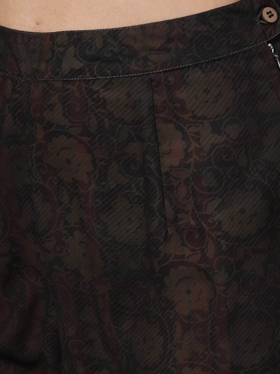 Women's  Brown & Black Printed Kurta with Palazzos