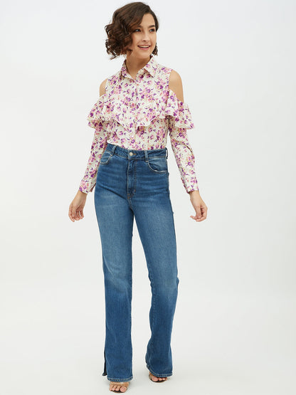Women's Floral Cold Shoulder Shirt