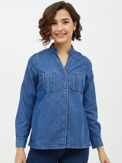 Women's Denim Shirt with Pocket detail