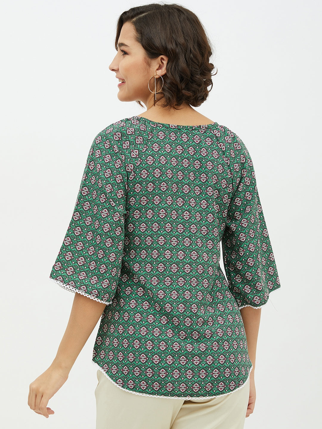 Women's Green Printed Top