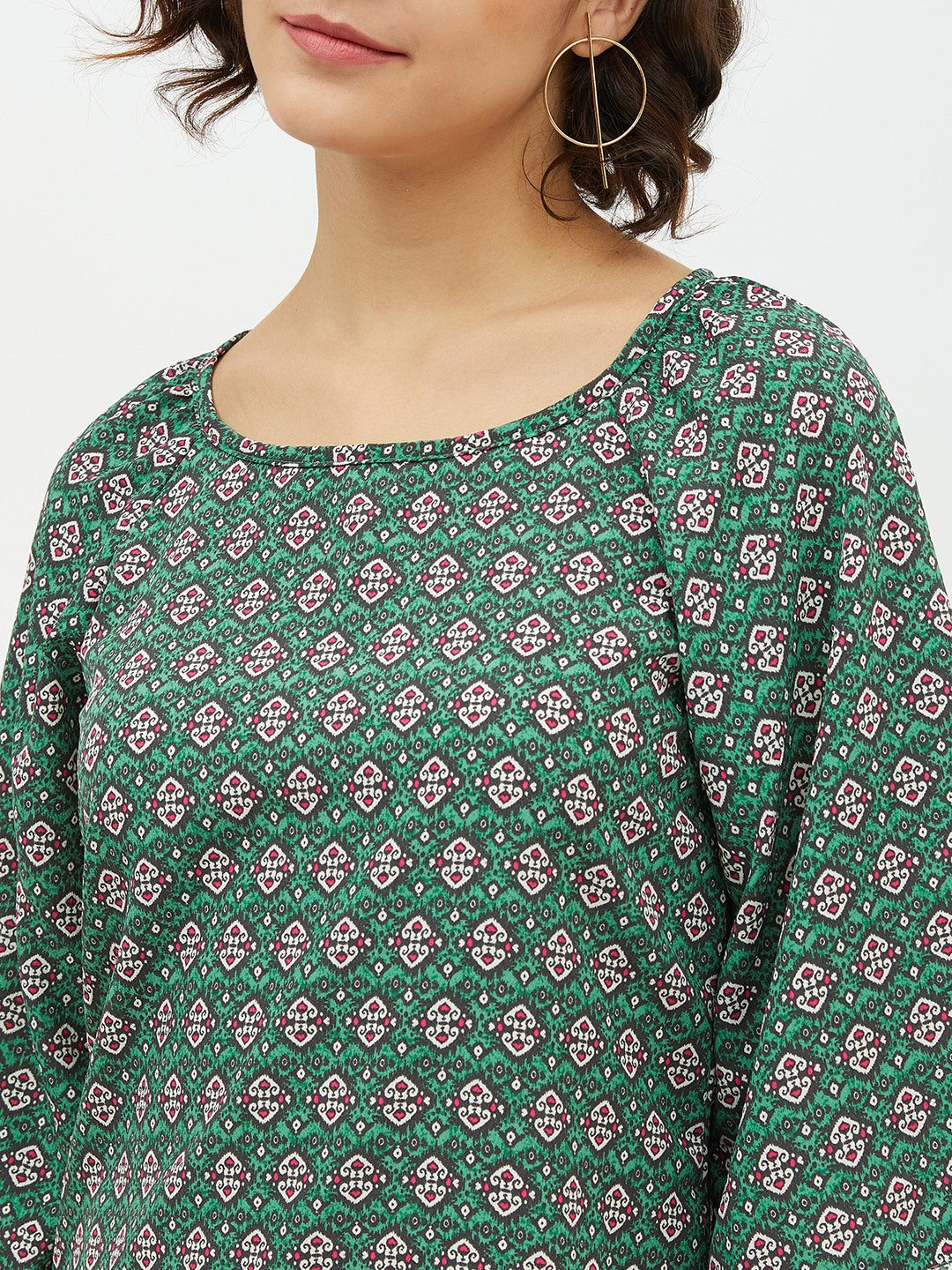 Women's Green Printed Top