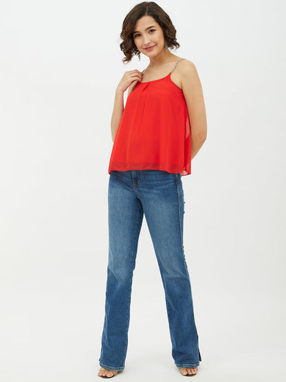 Women's Red top with embellished Strap