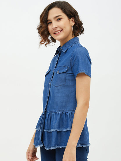 Women's Denim Top with Peplum detail