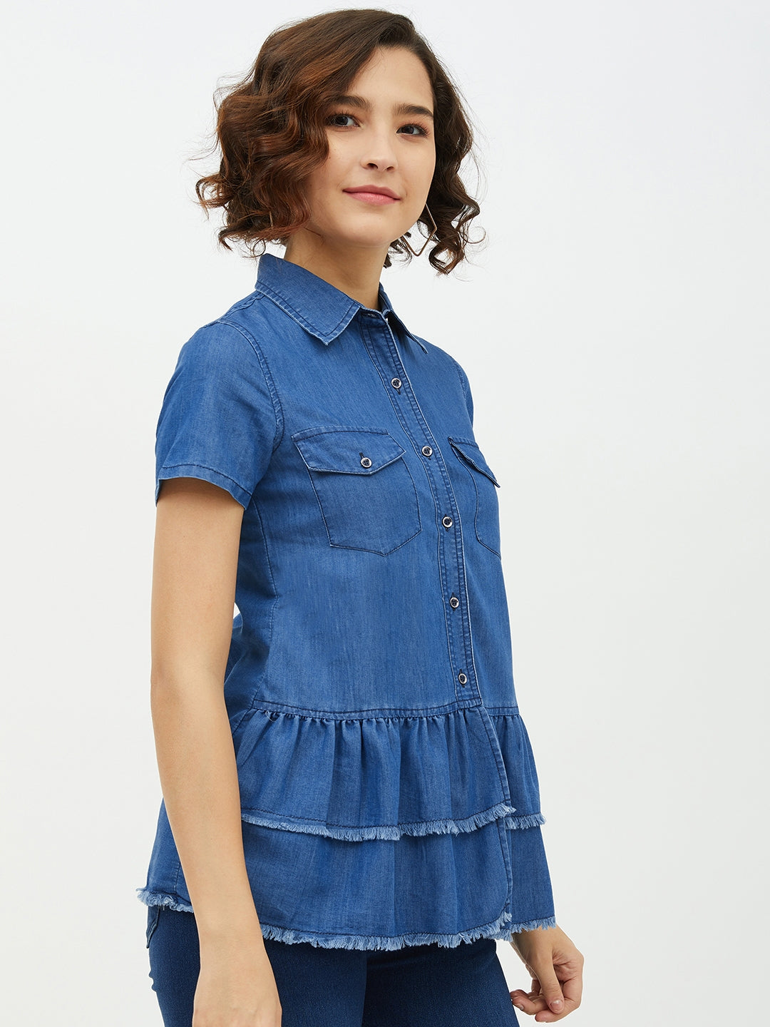 Women's Denim Top with Peplum detail