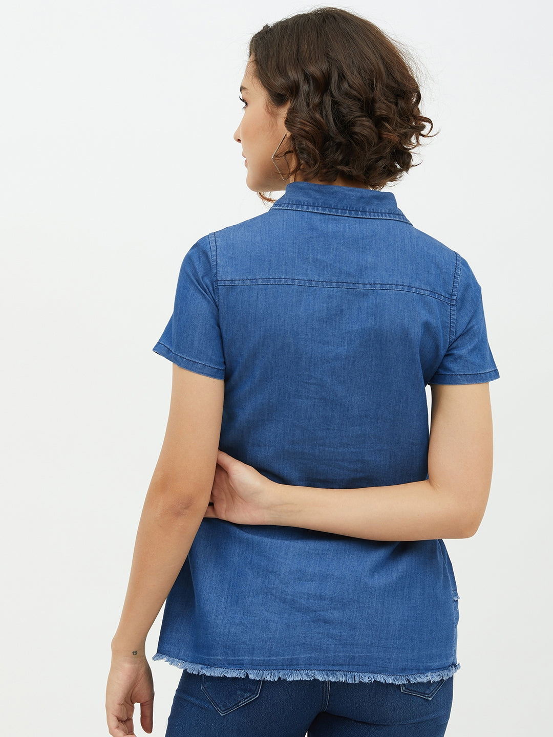 Women's Denim Top with Peplum detail