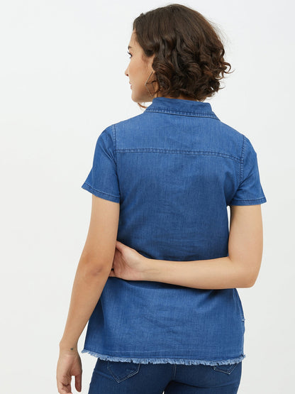 Women's Denim Top with Peplum detail