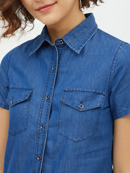 Women's Denim Top with Peplum detail