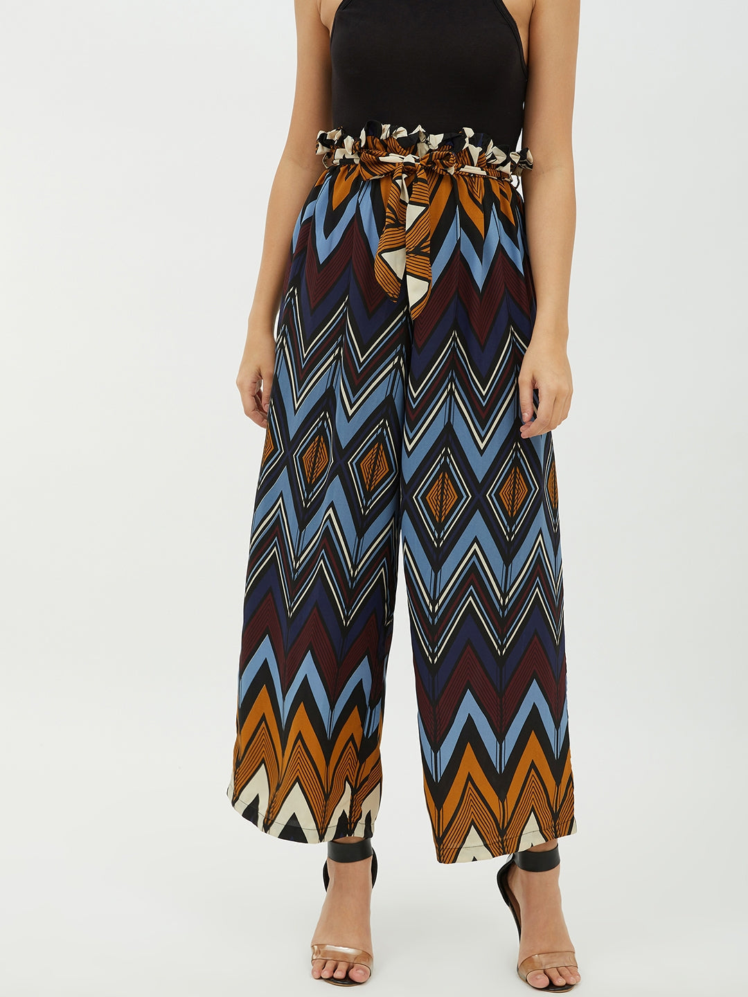 Women's Polyester Crepe Pallazo Pants with elasticated waistband