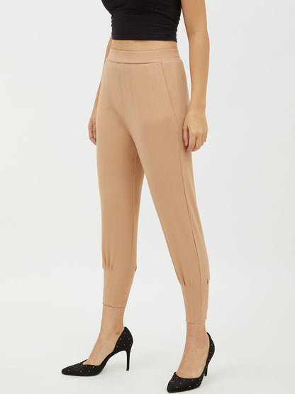 Women's Beige Jogger Style Trousers