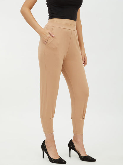 Women's Beige Jogger Style Trousers