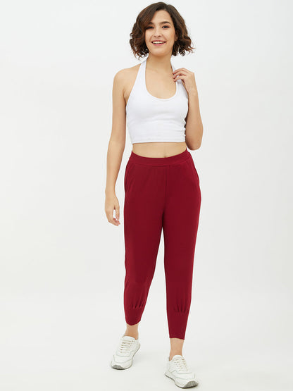Women's Maroon Jogger Style Trousers