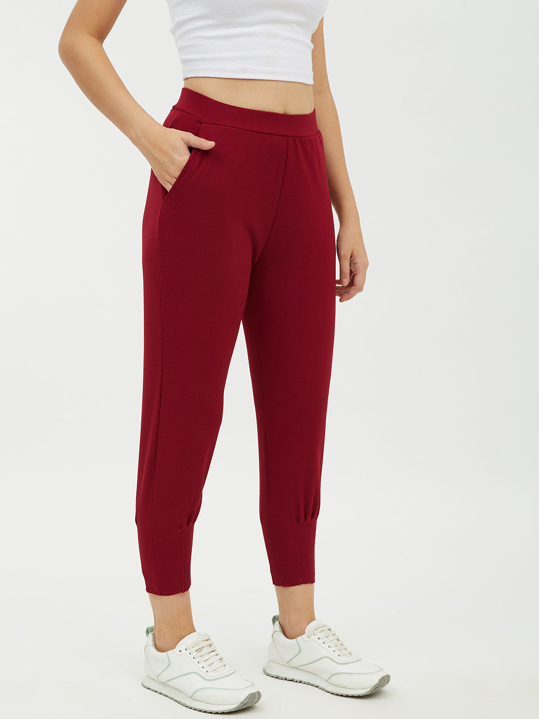 Women's Maroon Jogger Style Trousers