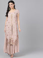 Women's  Nude-Coloured Printed Empire Dress