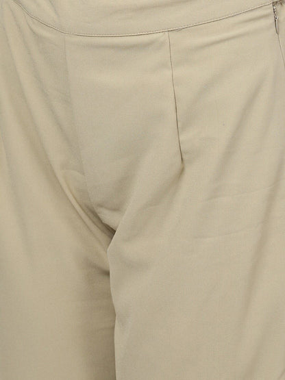 Women's  Taupe & Gold-Cloured Printed Kurta with Palazzos