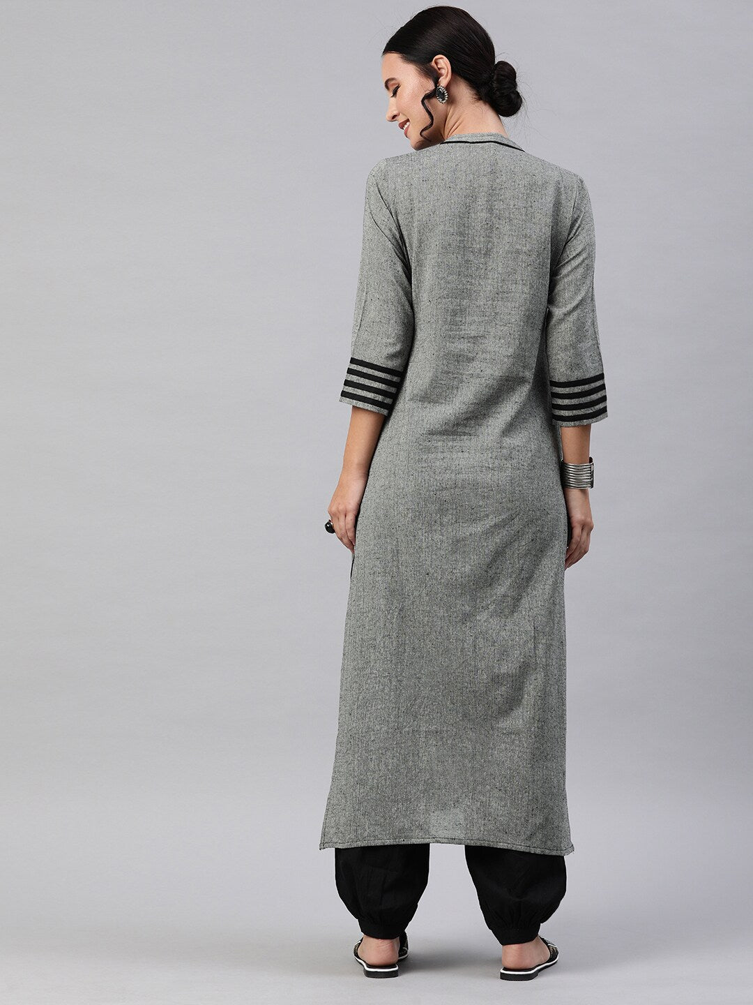 Women's Grey Chambray Button Down Kurta