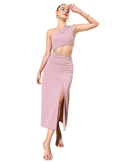 Women's Lavender Cut Out One Shoulder Maxi Dress