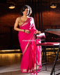 Women's Rani Pink Handwoven Linen Saree