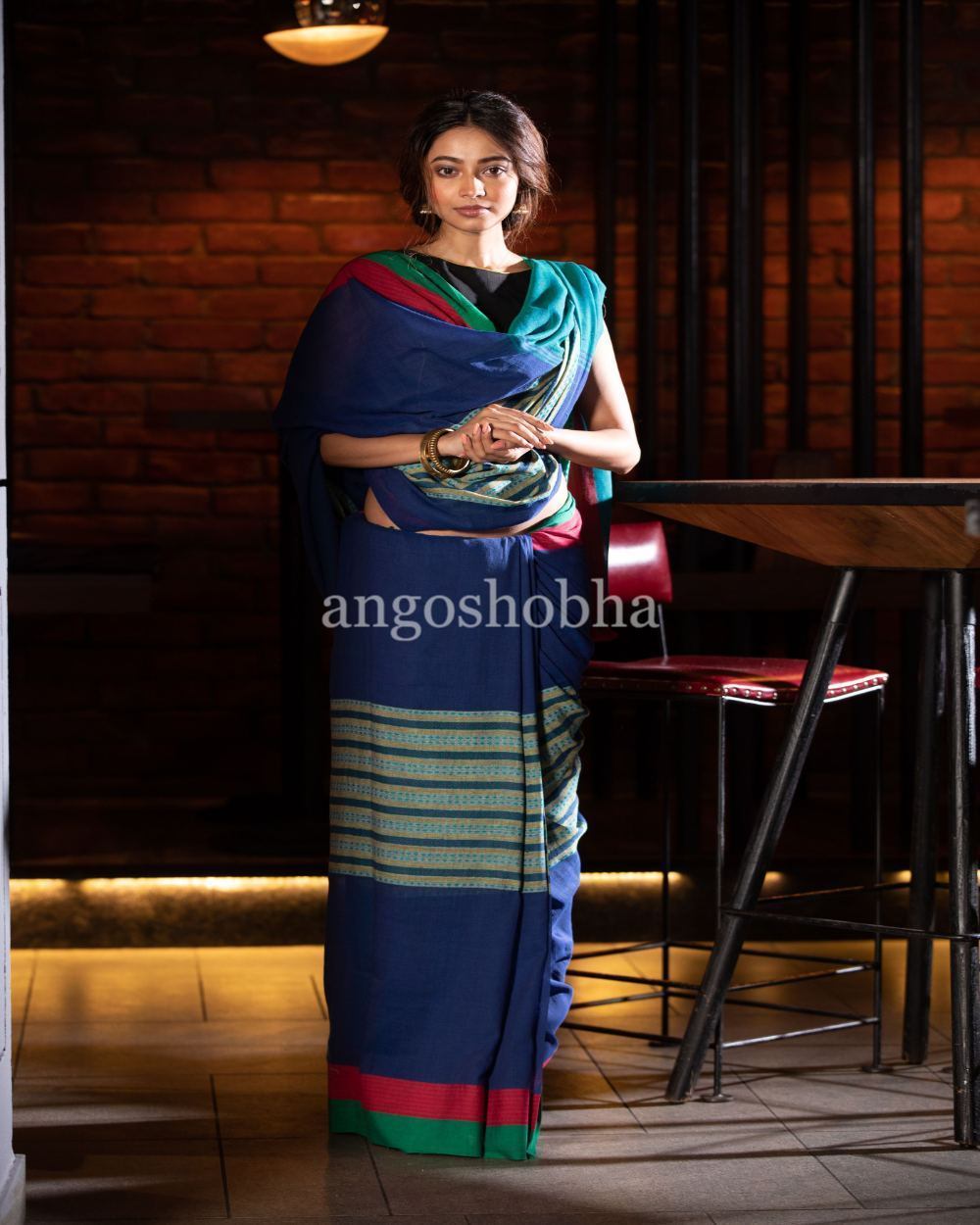 Women's Blue Handloom Cotton Saree