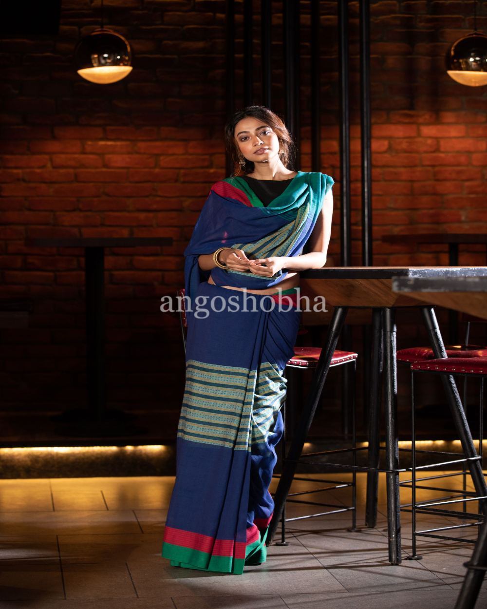 Women's Blue Handloom Cotton Saree