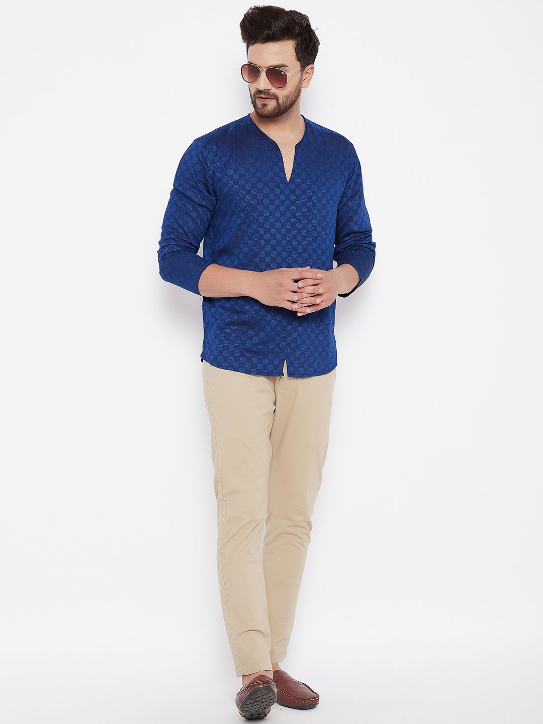 Men's Woven Design Straight  Kurta