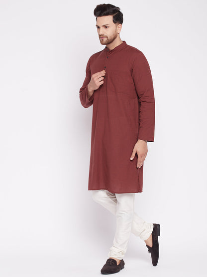 Men's Long Kurta with Band Colla