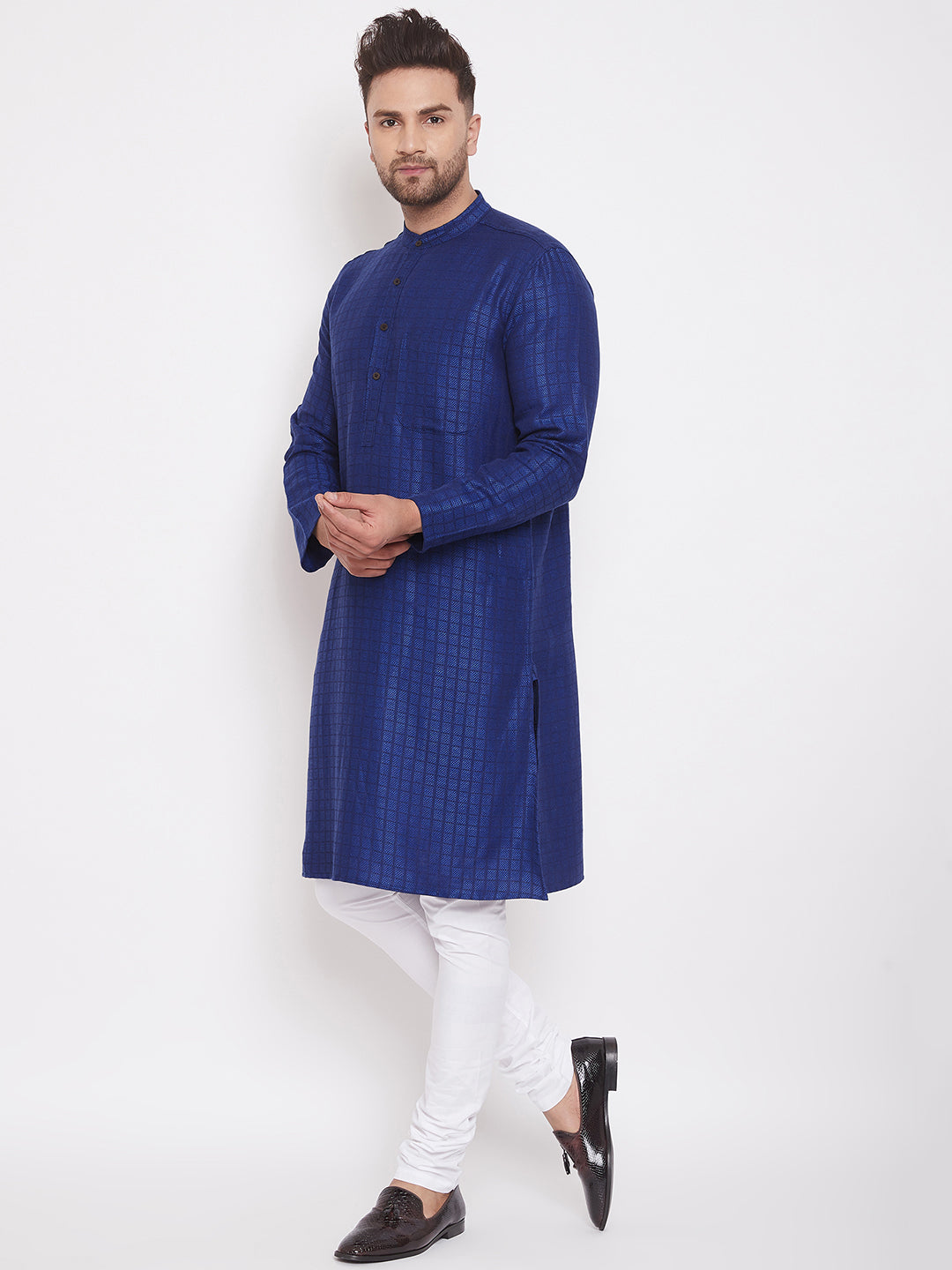 Men's Royal Blue Cotton Kurta