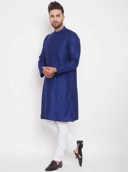 Men's Royal Blue Cotton Kurta